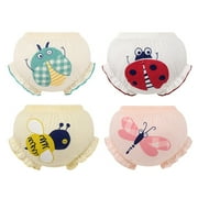 AOMPMSDX Girls Underwear Kids Toddler Baby Girls Boys Underpants Cute Cartoon Print Underwear Shorts Cotton Briefs Trunks 4PCS Yellow 2 Years-3 Years